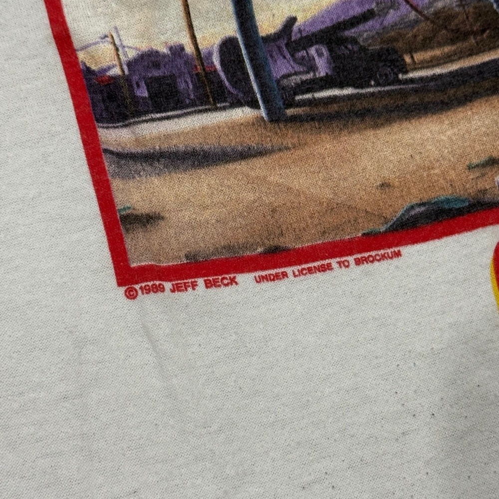 Vintage 1989 Jeff Beck Guitar Shop Shirt Brockum White Single Stitch Mens‎ XL - Picture 3 of 6